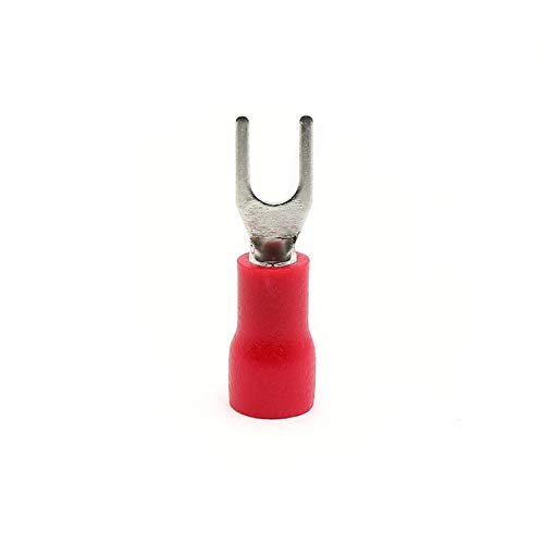 Davitu 1000PCS SV1.25-6 Spade Pre-Insulating Terminal TYPE TU-JYK Electrical Crimp Terminal Block 22-16 AWG Fork Wire Connector red - (Color: Red)