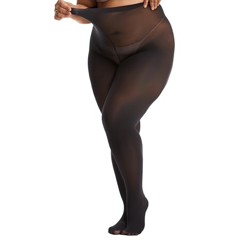 Image of Frola Plus Size Tights for Women Semi Opaque Control Top High Waist Stockings 60 Denier Women's Pantyhose 2X 3X 4X 5X