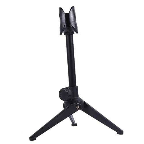 NULYLU マイクデスクトップスタンド マイクラック マイクアームスタンド ポータブルマイク 三脚マイクスタンド タブレットスタンド マイク棚 三角マイクスタンド Black