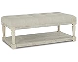Signature Design by Ashley - Shawnalore Casual Ottoman Cocktail Table w/ Storage Shelf Base, Whitewash Wood