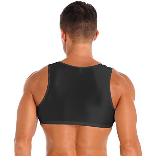 Lejafay Mens Sleeveless Y Back Muscle Half Crop Tank Top Tee T-Shirts Fitness Gym Sports Bra Vest