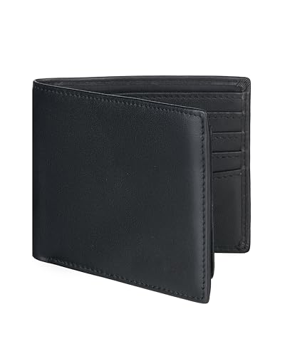 Awesometik Classic Genuine Leather Wallet for Men and Women | Credit Card Holder, ID Holder, Classic Style Leather Wallet | Strong Stitching, Multiple Compartment (Black)