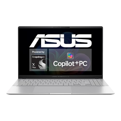 ASUS Vivobook S 15; Copilot+ PC | 15,6 120Hz/0,2ms OLED Display | Qualcomm Snapdragon X Plus X1P | 16 GB RAM | 512GB SSD | Qualcomm Adreno GPU | Windows 11 | QWERTZ Tastatur | Cool Silver