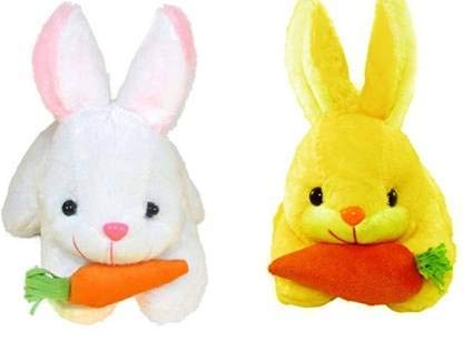 Sneha Sales Set of 2 Adorable Cute Bunny with Carrot for Kids, Gift & Decoration (Teddy Bear) - 25 cm (White, Yellow) (B08SL5SHK2) Amazon Price History, Amazon Price Tracker