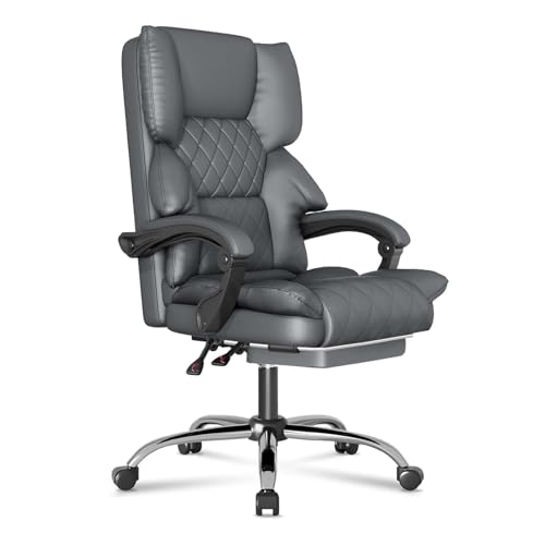 Naspaluro Silla De Oficina Con Reposapiés, Silla De Escritorio Ergonómica, Silla Ordenador De Cuero Pu Con Reposabrazos Acolchada Y Reposacabezas, Silla Giratoria Con Función De Inclinación, Gris Naspaluro Silla De Oficina Con Reposapiés, Silla De Escritorio Ergonómica, Silla Ordenador De Cuero Pu Con Reposabrazos Acolchada Y Reposacabezas, Silla Giratoria Con Función De Inclinación, Gris