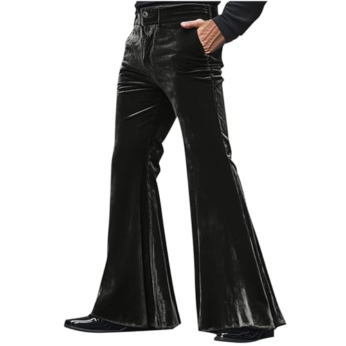 Men's Bell Bottom Disco 70s Pants Fashion Velvet Formal Prom Party Dress Pants Men Classic Retro Flared Suit Trousers