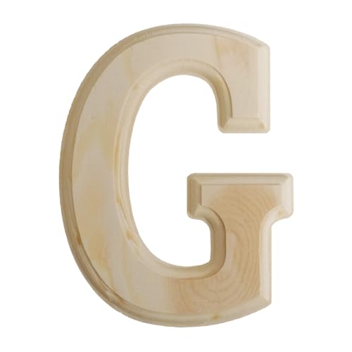 Homeford Pine Wood Beveled Wooden Letter G, Natural, 5-3/4-inch