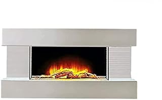 Marco Paul Modern 32" Wall Mounted White Electric Fireplace LED Flame Effect - Electric Room Heater with Log Burner Realistic Electric Fire 2 Heat Settings Timer Remote Fireplace Home Decor (2000W)