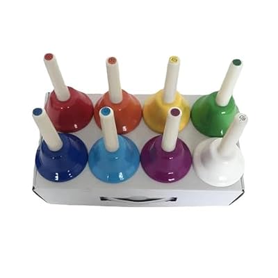8 Note Musical Handbells Set Colorful Hand Bells Percussion Instrument Musical Bells for Festival, Teaching Patience