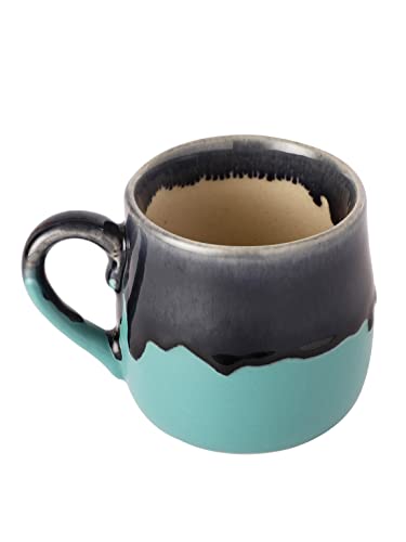 Image of MIAH Decor Handcrafted Studio Pottery Ceramic Coffee Mugs Cum Serving Chai Tea Cups Set (Set of 6, Grey & Green)