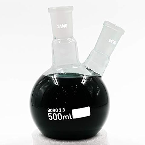 Petaca redonda de cristal de 500 ml con 2 cuellos de ebullición RBF 24/40 juntas de SCIENCENT WITH DEVICE Cover