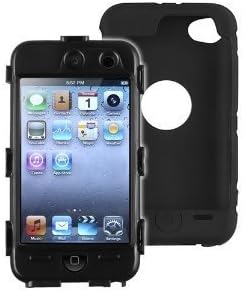 Deluxe Black 3 part Hard Skin Case Cover compatible with Ipod Touch 4Th Gen