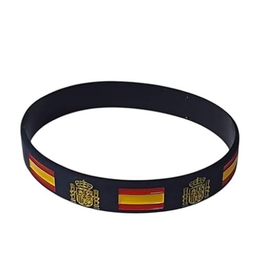 Genérico Pulsera España de Silicona – Color Negro con Escudo de España y Bandera de España en Relieve – Unisex, 63 mm de Diámetro Interno, 12 mm de Ancho, 21 cm de Contorno - 1 Unidad | Ya disponible en tu tienda friki favorita! En mundofriki.es!