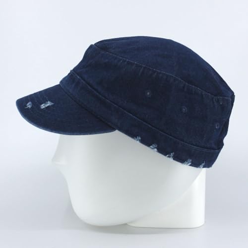 Image of The Vintage Year Washed Cotton Distressed Cadet Hat - Tactical Military Baseball Cap for Men & Women, Outdoor Casual Wear