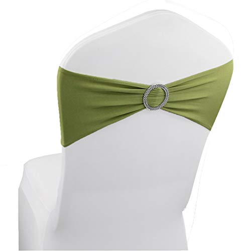 Namzi Banda de elastano para silla, 25 unidades, color verde manzana, con hebilla, deslizante, boda, banquete, fiesta, evento, decoración, lazos, lazos