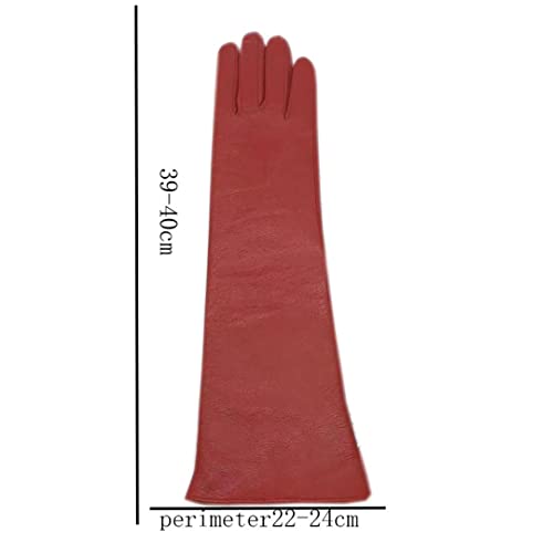 Guantes de Piel de Oveja para Mujer de Invierno 40-42 Cm Guantes de conducción de Cuero con Manga de Brazo par