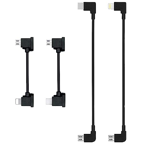 BMHNQ 4 Pezzi Cavo da Micro USB a IOS Micro USB a Lightning Micro USB a Tipo C Cavo OTG Telecomando Cavo Dati Type-C a Micro USB Cavo per DJI Mavic Mini 2/Air/Mavic 2 RC per Telefono/Tablet(15-30cm)