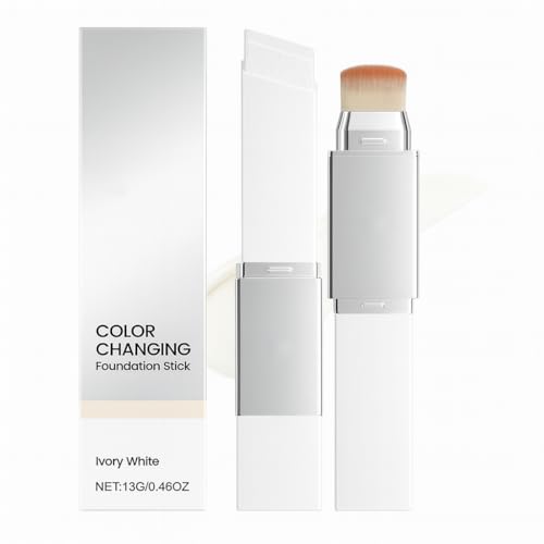 Blanc Cover Cream Stick – Korean Color Changing Foundation Stick with Volufiline & Collagen – Concealer Foundation Sticks for Dewy Skin– Makeup Foundations Sticks with Detachable Brush (White)