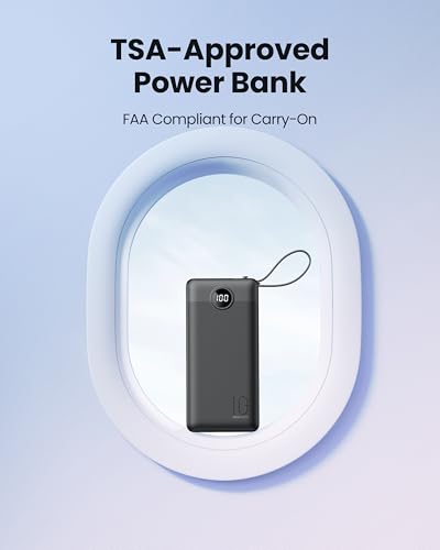 Portable Charger with Built in Cables, Slim 10000mAh Power Bank with USB C, External Battery Pack 5 Outputs 2 Inputs LED Display Compatible with iPhone/Android & More (Black) - Image 6