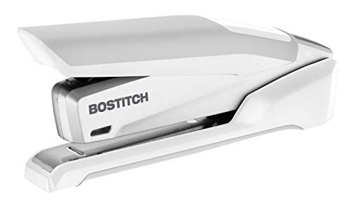 PaperPro inPOWER+28 Executive Stapler - 3 in 1 Stapler - One Finger, No Effort, Spring Powered Stapler, White/Gray (1180)