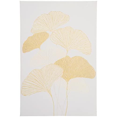 HOMCOM Cuadro de Arte en Lienzo Hojas de Ginkgo Biloba 90x60 cm 1 Parte Impresión Artística para Decoración de Pared en Salón Oficina Dormitorio