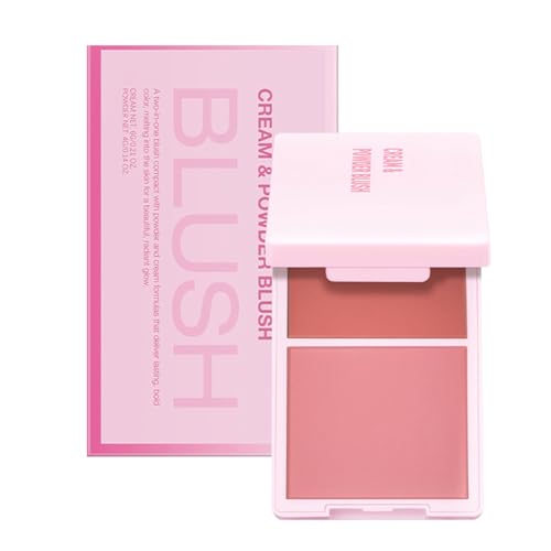 Colorete portátil 2 en 1 en crema y polvo, maquillaje de contorno suave para maquillaje diario y ocasión especial