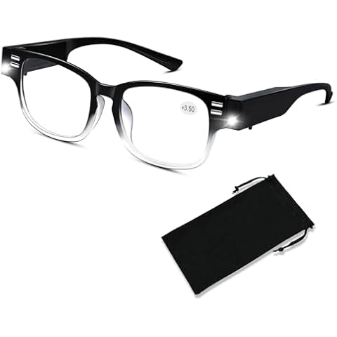 Magnifying Glasses with Light Reading Glasses Bright LED Readers with Lights Built in Glasses with Lights and Magnifier for Men Women Eyeglasses Lighted Magnifier Nighttime LED Reading Glasses+350 Cover