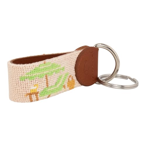 Image of Leather Hand-Stitched Needlepoint Key Fob or Key Chain