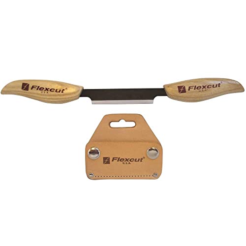 Flexcut Draw Knife Set of Two Roughing Knives with Leather Sheaths, Commercial-Grade for Smoothing Corners and Wood Carving