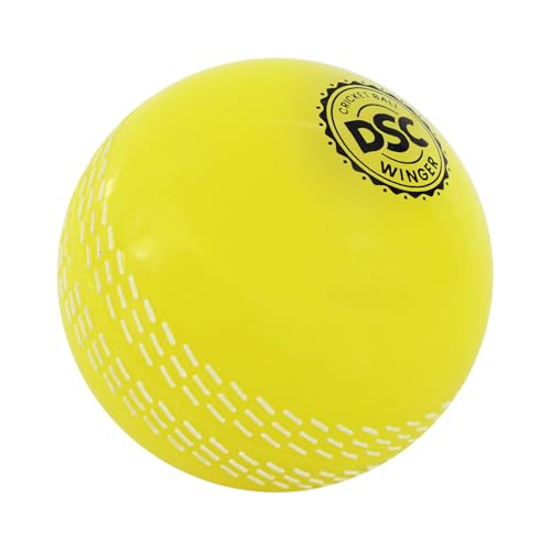Image of DSC Winger I10 Cricket Ball | Color: Yellow | Size: Standard | Material: Rubber | Lightweight | Durable Construction | Suitable for Indoor /Outdoor Training