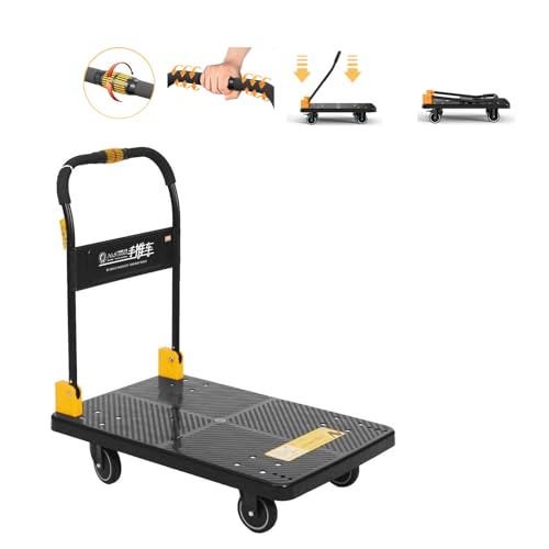 N&S - Carro de Plataforma Pesada (200 kg, 1 Mano Arrugas) para Camiones con Ruedas de Mute, Carro de Plataforma