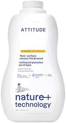 ATTITUDE Floor Cleaner, EWG Verified, Streak-Free, Vegan & Plant-Based for Tile, Wood & Laminate Floors, Citrus Zest Scent, 35.2 Fl Oz ATTITUDE Floor Cleaner, EWG Verified, Streak-Free, Vegan & Plant-Based for Tile, Wood & Laminate Floors, Citrus Zest Scent, 35.2 Fl Oz