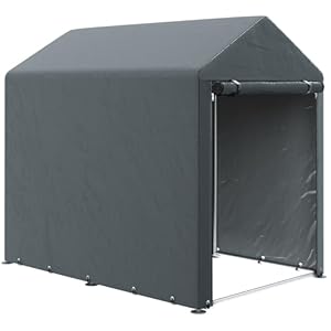 Outsunny Tuinhuis, draagbaar, fietstent, garage voor buiten, met verzinkt metalen frame en grote deur, 1,2 x 1,8 m