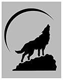 Wolf Stencil Howling at The Moon - Reusable Stencil (8.5' x 11' Sheet) for Painting on Walls, Wood, Arts and Crafts (My Custom Stencils)