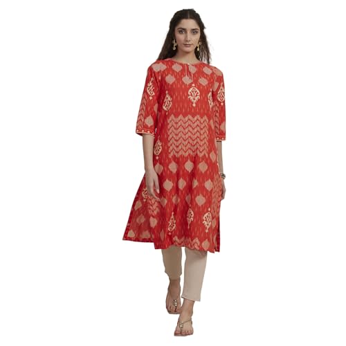 Image of BIBA Women Cotton Printed Straight Kurta