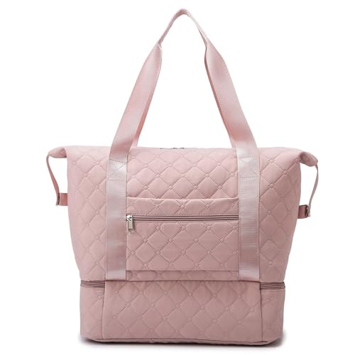 Large Capacity Travel Duffle Bag Sports Gym Yoga Tote Weekend Overnight Bag And Luggage Organiser(Pink A) 5