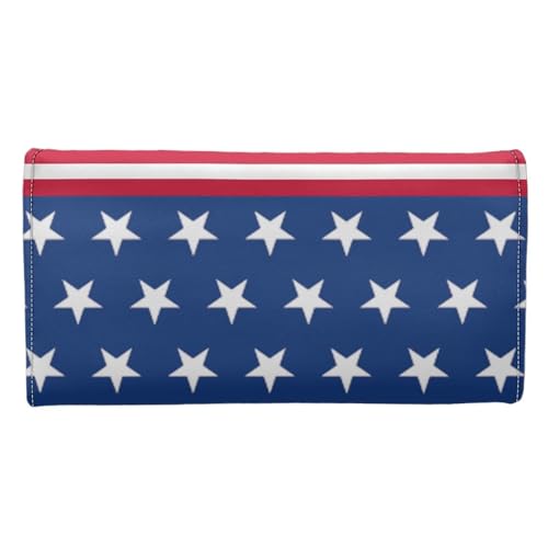 Image of AFPANQZ Eagle American Print Wallet for Women Credit Card Holder with Coin Purse and Zipper Wallet, Women's Clutch Organizer with Christmas Lights Snowman Crutch