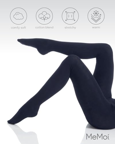 Image of MeMoi Brooklyn Flat Knit Cotton Tights for Women, Cozy and Stretchy Soft Sweater Tights - Sizes XS to 5x-6x
