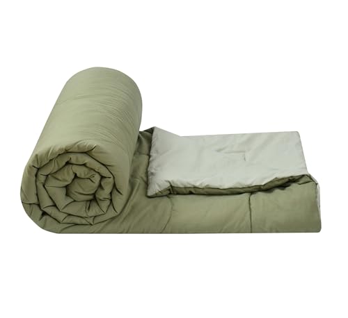 Image of Galaxy Home Decor Premium Microfibre Reversible Comforter | Ultra-Soft, Lightweight & All-Season Warm Quilt | Cozy AC Blanket for Double Bed 90 inch x 100 inch | 220 GSM, Olive Green & Sage Green