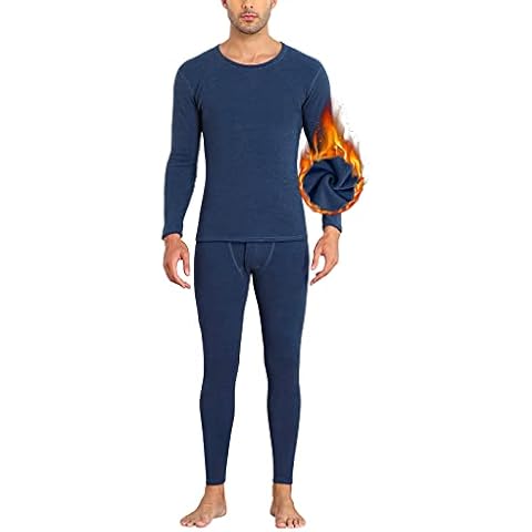 Attraco Thermal underwear set, men's ski underwear, winter, breathable, long thermal underwear, blue, M Cover