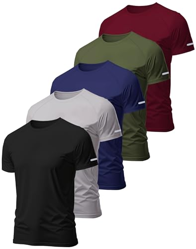 Hioutdoor Sport Tshirts Herren Für 3 Or 5er Pack Funktionsshirt Fitness Kurzarm Männer Atmungsaktiv Schnelltrocknend Trainingsshirt Laufshirt Kurzarm Bodybuilding M