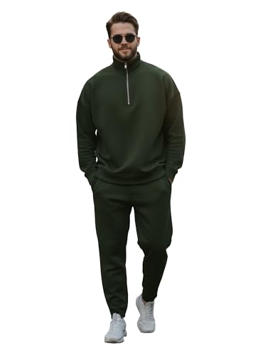 Image of Mack Jonney Solid Half Zipper Track Suit for men | Co-ord Set | Warm Fleece Tracksuit Set | Full Sleeve Sweatshirt