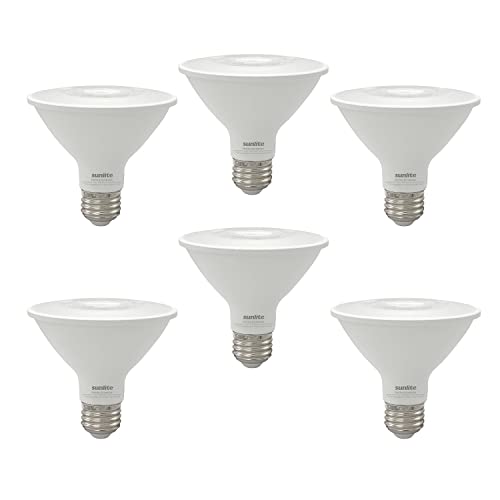 Sunlite LED PAR30 Reflector Light Bulb, 9 Watts (75W=), 750 Lumens, Medium E26 Base, 90 CRI, Dimmable, Floodlight, Title-20 Compliant, ETL Listed, 6 Count, 3000K Warm White