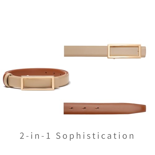 Womens Belt Reversible Leather Belt Skinny Thin Fashion Designer Waist Belts for Jeans Pants Dresses4