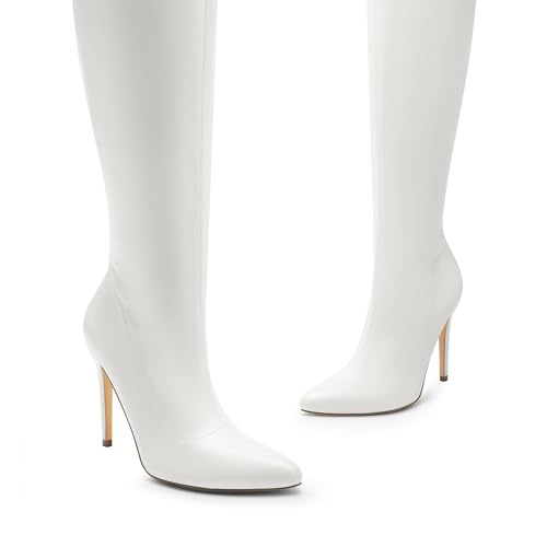 DREAM PAIRS DREAM PAIRS Over The Knee Boots for Women, Women's Thigh High Boots Heel Fall Boots,Size 8.5,White,SDOB2404W