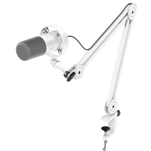 Image of FIFINE Podcast XLR /USB Microphone Kit, Studio Dynamic Vocal Mic for Recording, Streaming, Voice-Over, PC Microphone with Boom Arm with Mute, Headphone Monitoring, Metal-AmpliTank K688T White