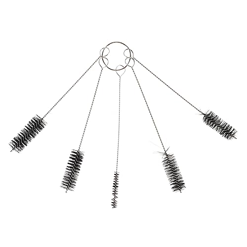 VALICLUD Stainless Steel Tube Brush Set 5pcs Small Bottle Cleaning Brush for Jewelry Tattoo Tools