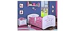 BDW Cuna con colchón y caja de cama 140/160/180/190 Varias variantes niñas ROSA !!! (Conejo prometido, 190 x 90)