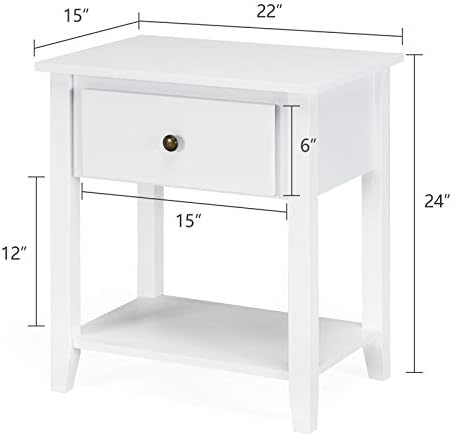 Tangkula End Table with Drawer, Nightstand w/Drawer and Storage Shelf, Beside Sofa Table for Bedroom Living Room, Chest Sofa Side Bedside Storage End Table, Accent Table with Open Shelf