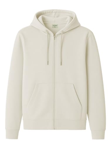 Image of ADRO Mens Cotton Solid Zipper Hoodie Sweatshirts